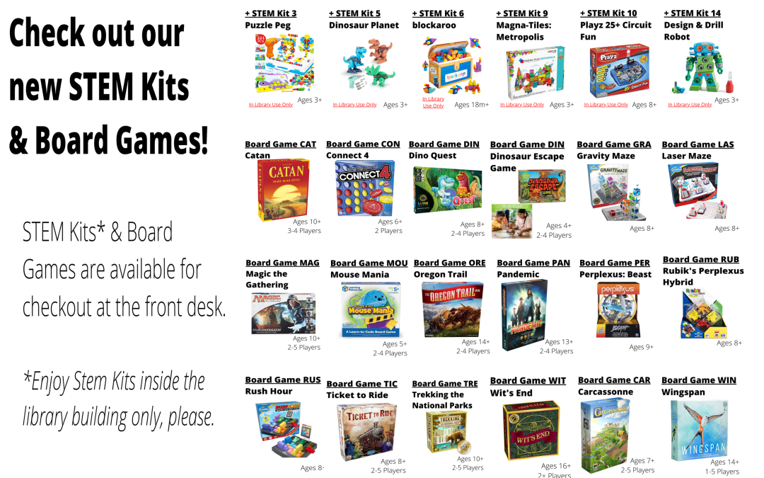 Check out our new STEM Kits and Board Games!